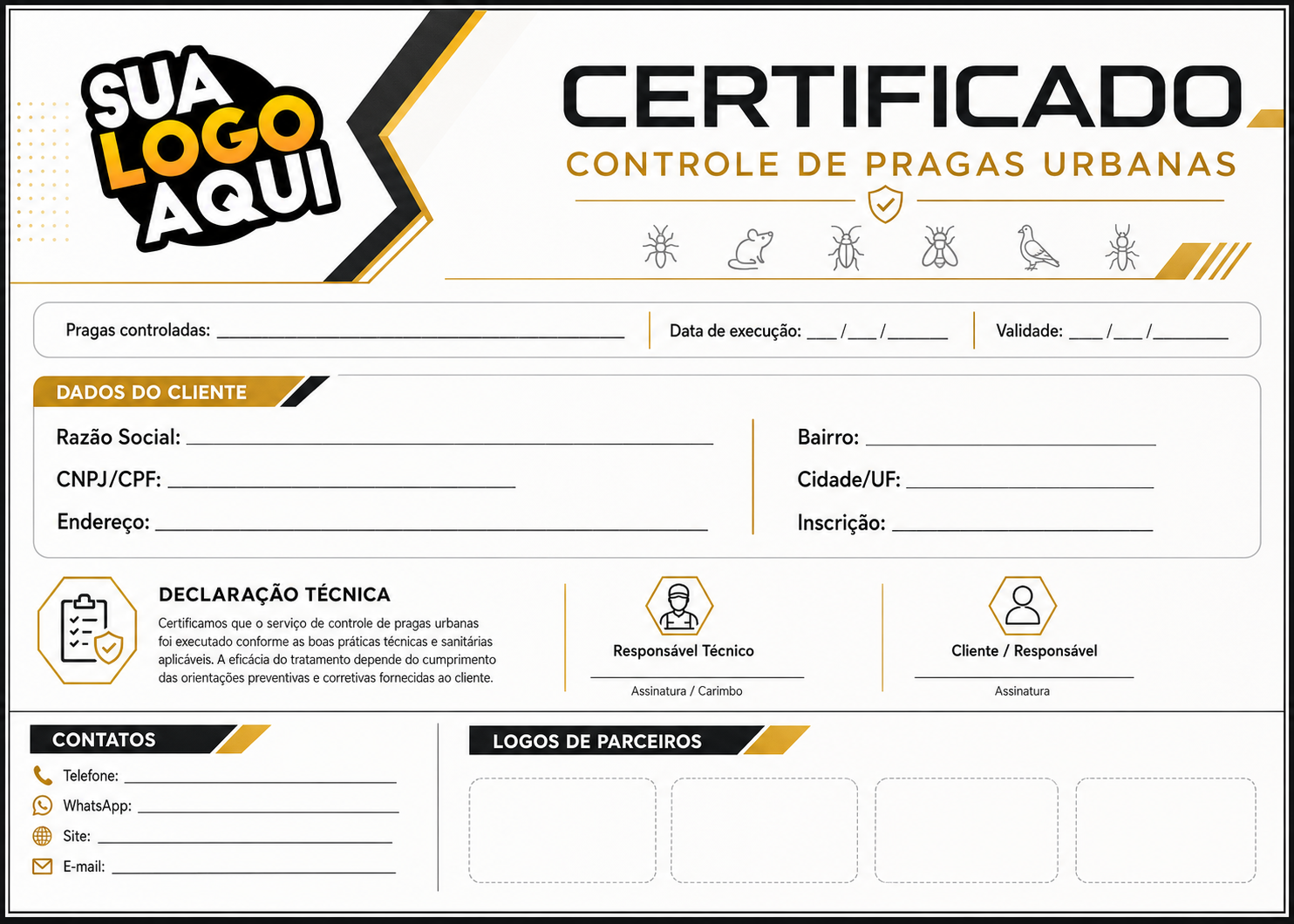 Certificado de controle de pragas